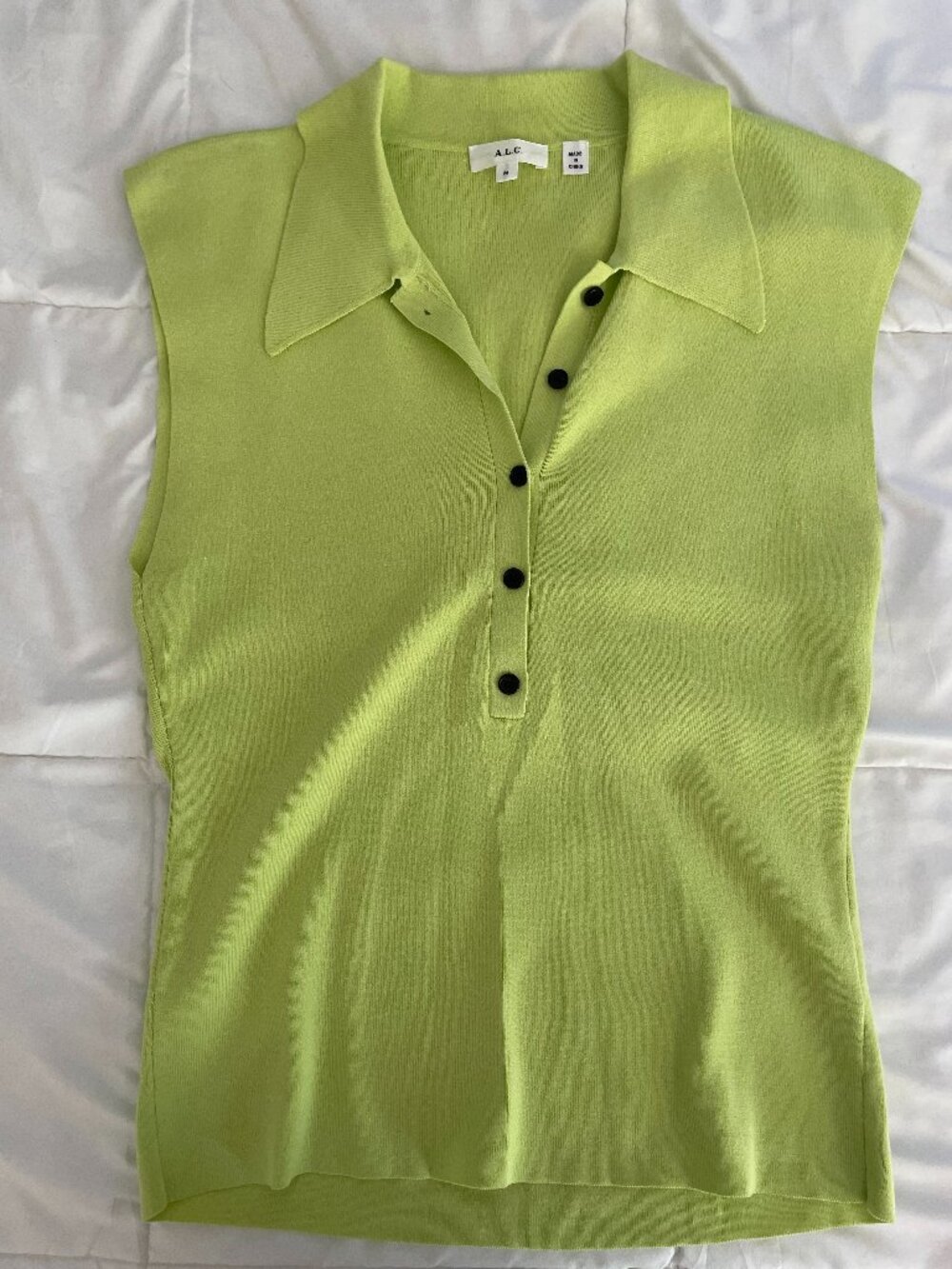 A.L.C. sleeveless collared shirt, lime green, size M